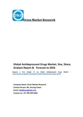 Global Antidepressant Drugs Market  Trends, Size, Competitive Analysis and Forecast 2019-2025