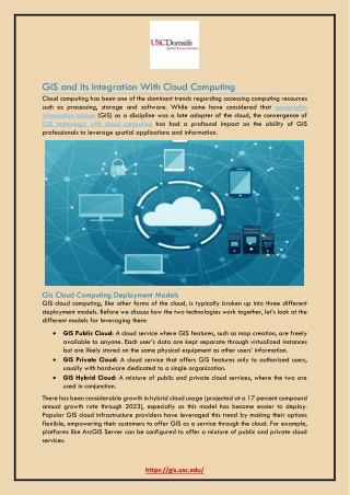 GIS and Its Integration With Cloud Computing