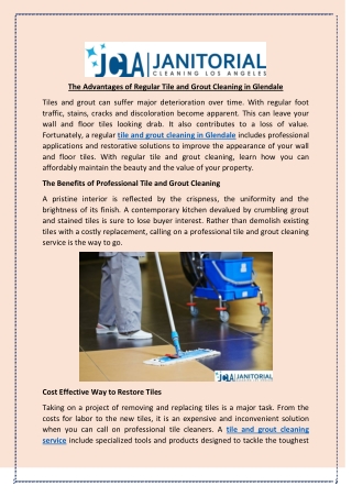 The Advantages of Regular Tile and Grout Cleaning in Glendale