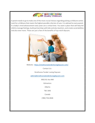 Child Care Services Edmonton | Strathconatenderlovingdaycare.com