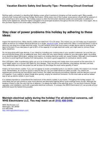 Holiday Electrical Security Tips-- Fighting Circuit Overload