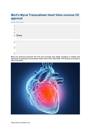 Meril’s Myval Transcatheter Heart Valve CE Approval details