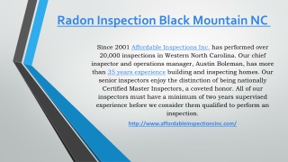 Radon Inspection Black Mountain NC