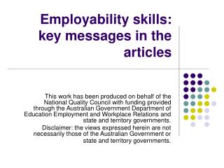 Employability skills: key messages in the articles
