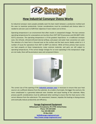 How Industrial Conveyor Ovens Works