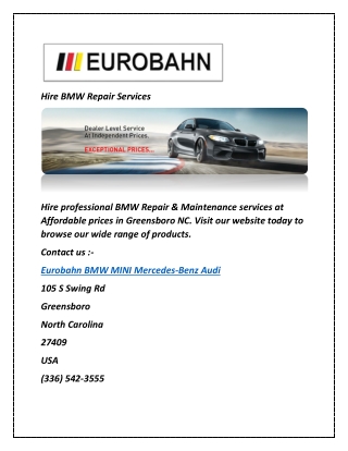 Hire BMW Repair Services
