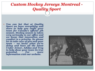 Custom Hockey Jerseys Montreal - Quality Sport