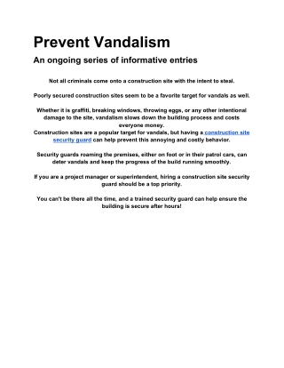Prevent Vandalism