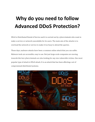 Why do you need to follow Advanced DDoS Protection?