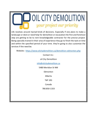 Best Demolition Service | Oilcitydemolition.ca