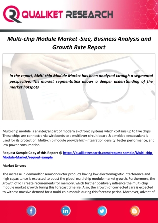 Multi-chip Module Market Size, Growth Strategies and Forecast Report to 2027
