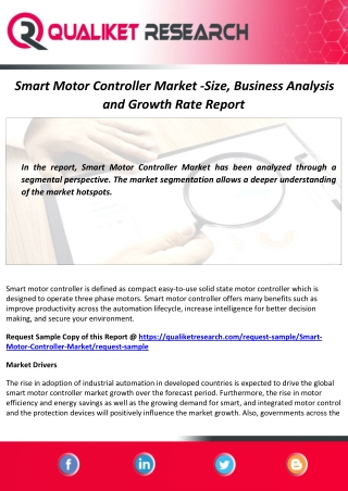 Smart Motor Controller Market Size, Future Scope and Forecast Report to 2027