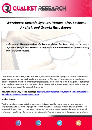 Warehouse Barcode Systems Market 2020-2027 : Size, Share and Forecast Report