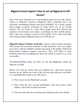 Bigpond email support: How to set up Bigpond on iOS device!