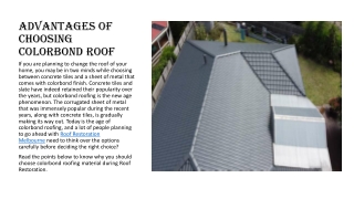 Advantages of Choosing ColorBond Roof
