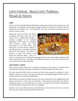 Lohri Festival:  About Lohri Tradition, Rituals & History
