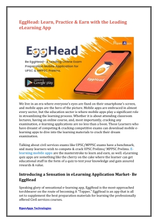 EggHead: Learn, Practice & Earn with the Leading eLearning App