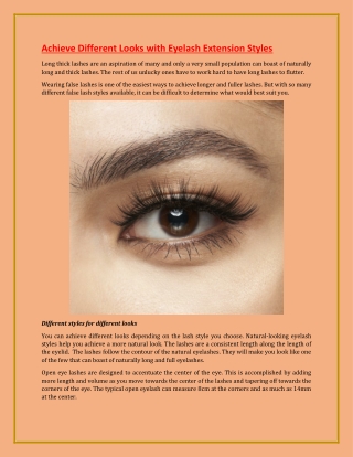 Achieve Different Looks with Eyelash Extension Styles