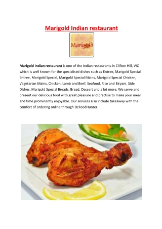 5% Off - Marigold Indian Restaurant Clifton Hill Takeaway, VIC