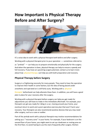 How Important is Physical Therapy Before and After Surgery?