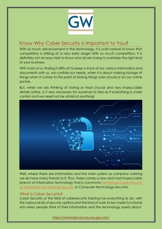 Know Why Cyber Security is Important to You?