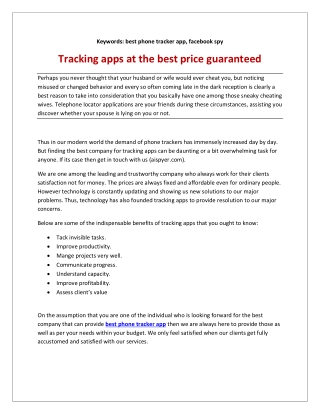 Tracking apps at the best price guaranteed