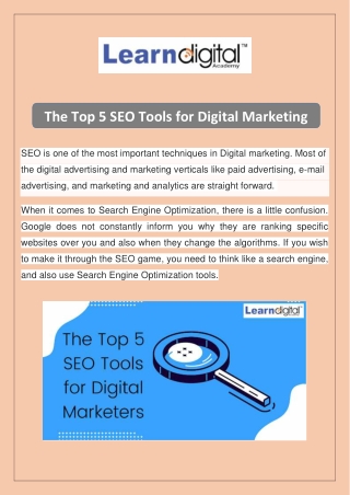The Top 5 SEO Tools for Digital Marketers