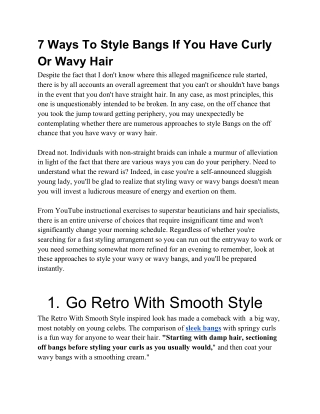 7 Ways To Style Bangs If You Have Curly Or Wavy Hair