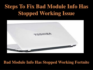 Steps to fix bad module info has stopped working issue