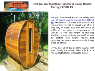 How Do You Maintain Hygiene in Sauna Rooms During COVID 19?