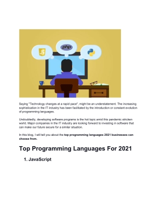 Top programming languages 2021 businesses can choose from