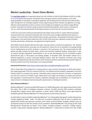 Smart Glass Market by Technology, Application, Geography  | COVID-19 Impact Analysis | MarketsandMarkets