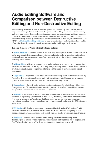 Audio Editing Software and Comparison between Destructive Editing and Non-Destructive Editing