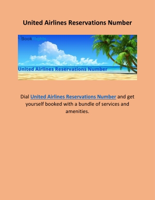 United Airlines Reservations Number