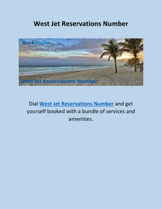 West Jet Reservations Number