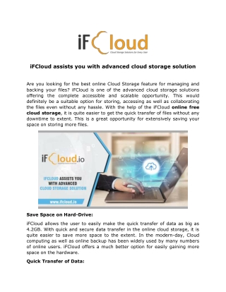 iFCloud assists you with advanced cloud storage solution