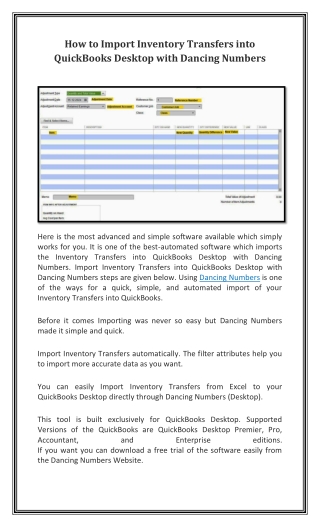 How to Import Inventory Transfers into QuickBooks Desktop With Dancing Numbers