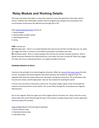 Relay Module and Working Details