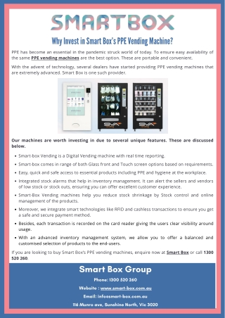 Why Invest in Smart Box’s PPE Vending Machine?