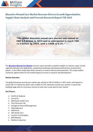 Bioactive Wound Care Market