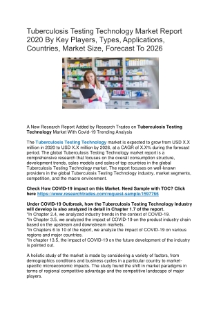 Tuberculosis Testing Technology Market