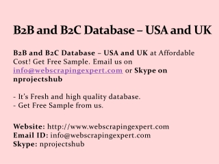 B2B and B2C Database – USA and UK