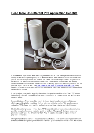 Benefits and Applications of PTFE