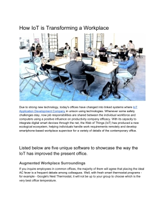 How IoT is Transforming a Workplace