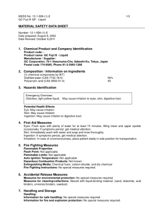 Gc gold label_9_Extra_high_strength_posterior_liquid_msds - Gc India Dental