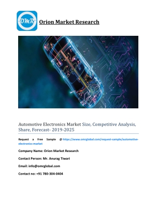 Automotive Electronics Market Size, Competitive Analysis, Share, Forecast- 2019-2025