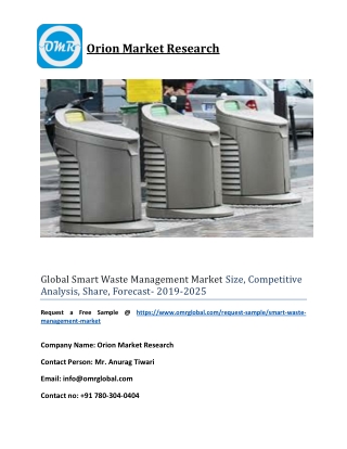 Global Smart Waste Management Market Size, Competitive Analysis, Share, Forecast- 2019-2025