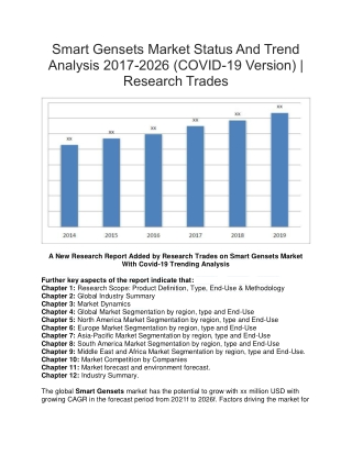 Smart Gensets Market Status And Trend Analysis 2017-2026 (COVID-19 Version) | Research Trades