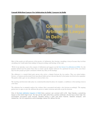 Best Lawyer For Arbitration In Delhi | Lawyers In Delhi