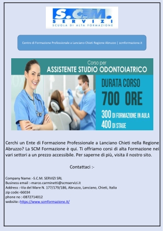 Centro di Formazione Professionale a Lanciano Chieti Regione Abruzzo | scmformazione.it